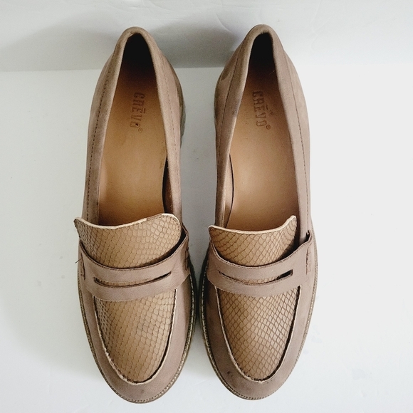 NEW CREVO May Leather Chunky Slip-on Loafer In Taupe Size 9 - Picture 4 of 7